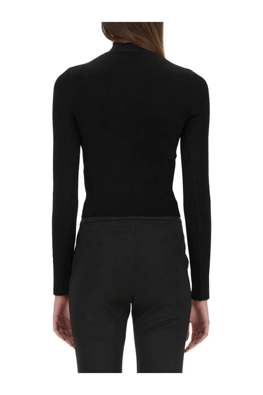 Diesel women’s jersey Valari black ribbed knit long-sleeve turtleneck top made from soft stretchy fabric