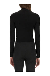Diesel women’s jersey Valari black ribbed knit long-sleeve turtleneck top made from soft stretchy fabric