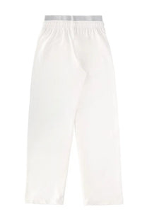 Diesel women’s jogger pants leslie pop white made of white satin with a light gray elastic waistband