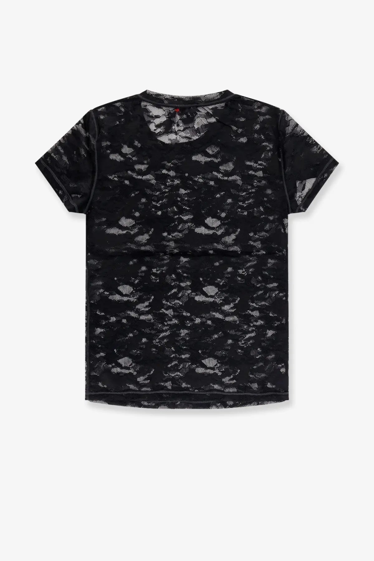 Diesel women’s Kasia Utlt lace shirt black short-sleeved t-shirt with delicate intricate black lace pattern