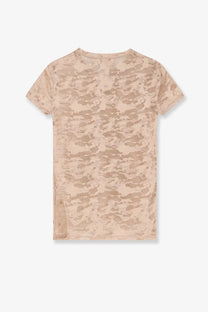 Diesel women’s kasia utlt lace shirt pink beige lace short sleeve with subtle textured camo design