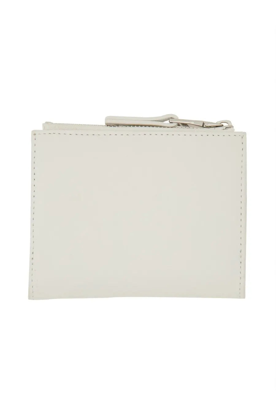 Diesel women’s leather wallet in white with a sleek minimalist design and silver-toned metal zipper pull