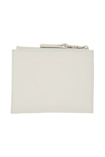 Diesel women’s leather wallet in white with a sleek minimalist design and silver-toned metal zipper pull