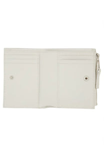 Diesel women’s white leather wallet with zippered closure and two front pockets for organized storage