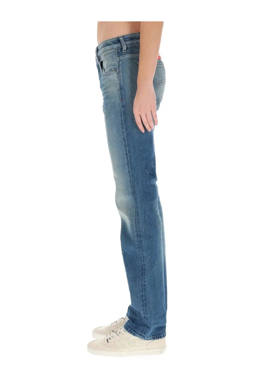 Diesel women’s mine jeans blue with faded wash classic five-pocket design and blue denim material