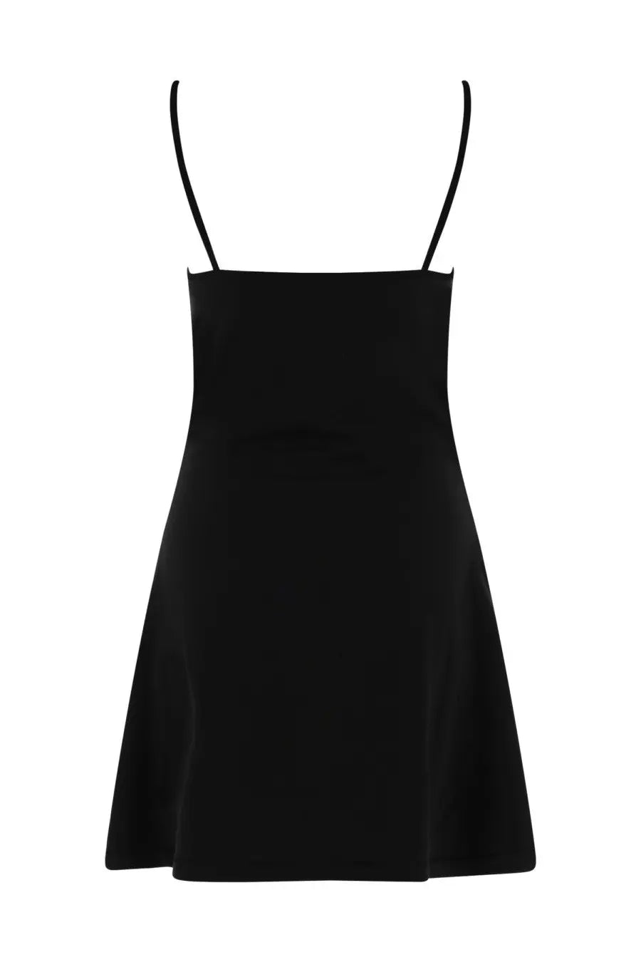 Diesel women’s mini dress newhop black with sleek fitted bodice and flared skirt in black spaghetti strap design