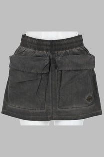 Diesel women’s grey dark gray corduroy mini skirt with two large front pockets and elastic waistband in nylon