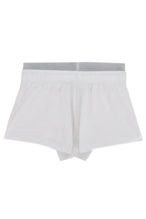 Diesel women’s Miranda pop white cotton boxer shorts with gray elastic waistband front view
