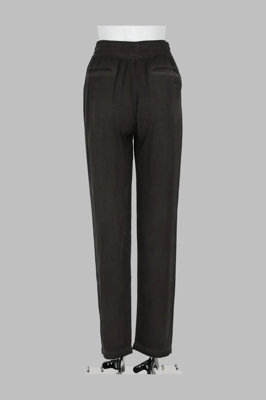 Black high-waisted relaxed fit trousers with subtle back pleats diesel women’s pantalone in viscosa fluida grey