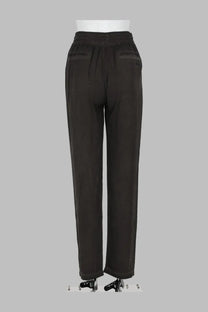 Black high-waisted relaxed fit trousers with subtle back pleats diesel women’s pantalone in viscosa fluida grey