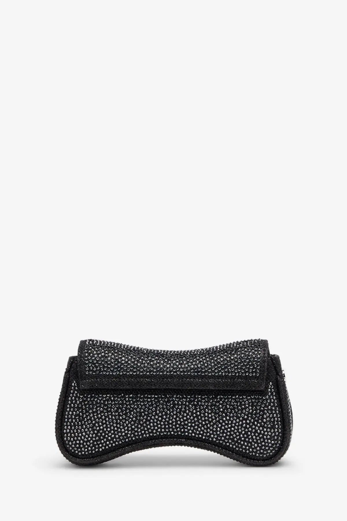 Diesel women’s black beaded clutch crossbody bag with sleek curved design and sparkling embellishments