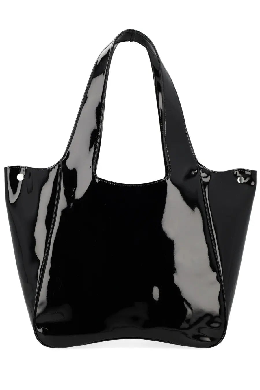 Diesel women’s play shopper ew tote bag black with sleek minimalist design black glossy patent leather and sturdy handles