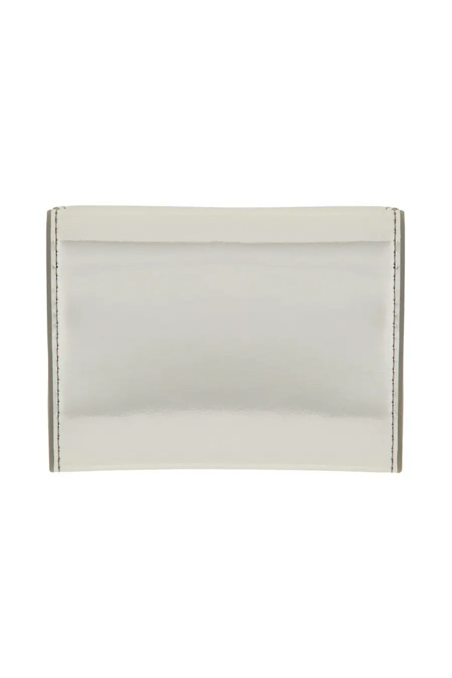 A sleek minimalist white leather diesel women’s portafoglio trifold silver wallet with precise edge stitching
