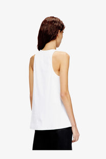 Diesel women’s white ribbed cotton tank top with a clean minimalist sleeveless design