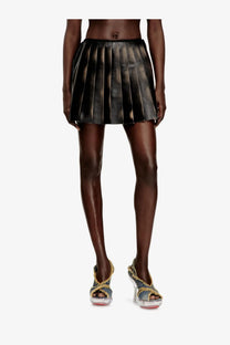Diesel women’s saka mini skirt in black pleated faux leather perfect for stylish casual wear