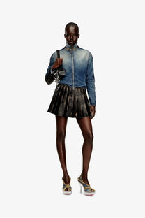 Black pleated faux leather mini skirt by Diesel women’s Saka in black color perfect for stylish outfits
