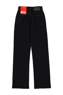 Diesel women’s sent jeans black straight-leg classic denim fabric front view black diesel jeans