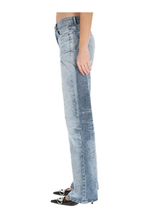 Diesel women’s sent jeans blue light-wash denim with flared leg and subtle distressing details front view
