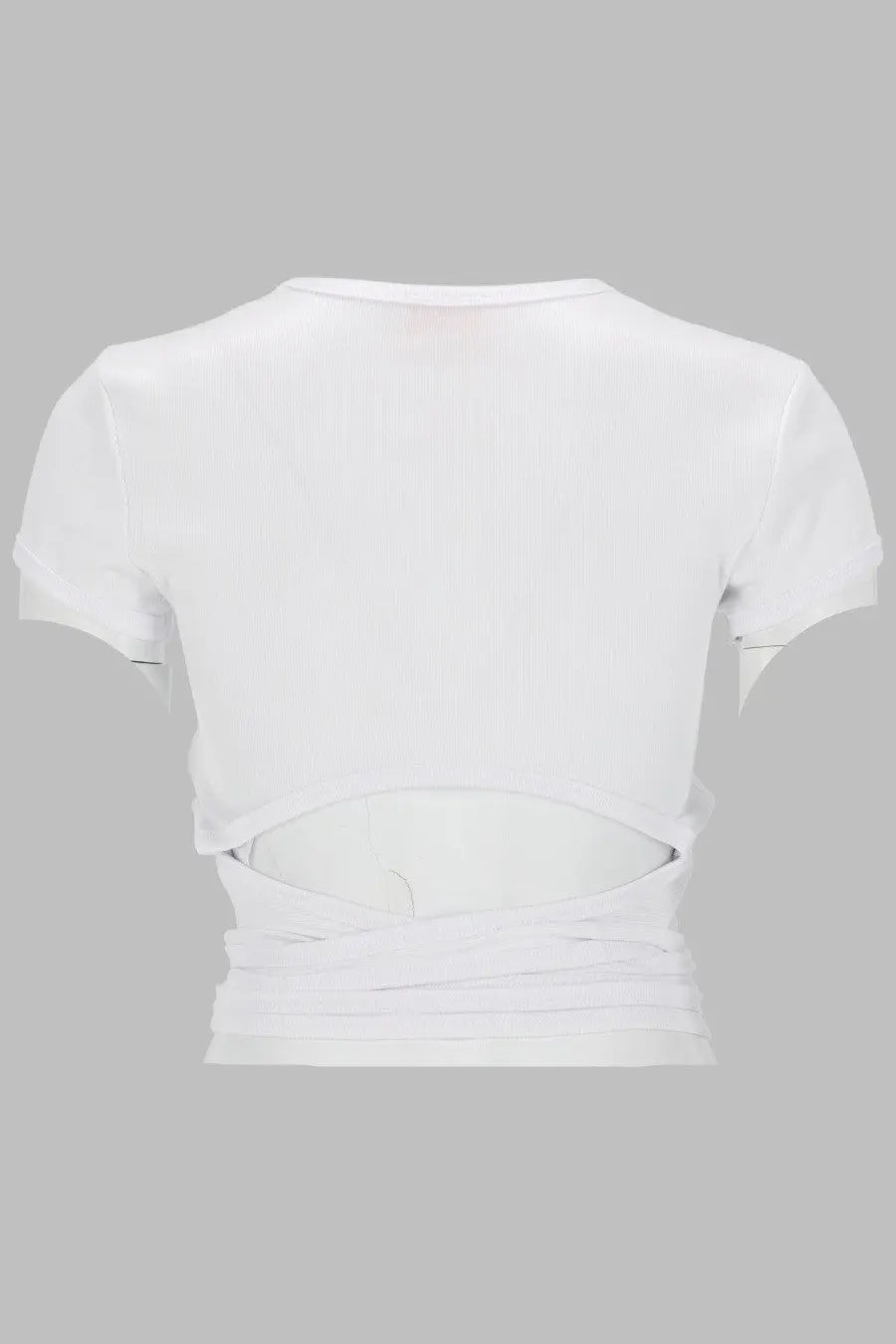 Diesel women’s white cropped t-shirt with short sleeves and twisted ruched hemline in soft cotton material