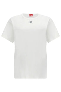 Diesel women’s shirt Normy white with a small black chest logo and red brand tag at the neckline
