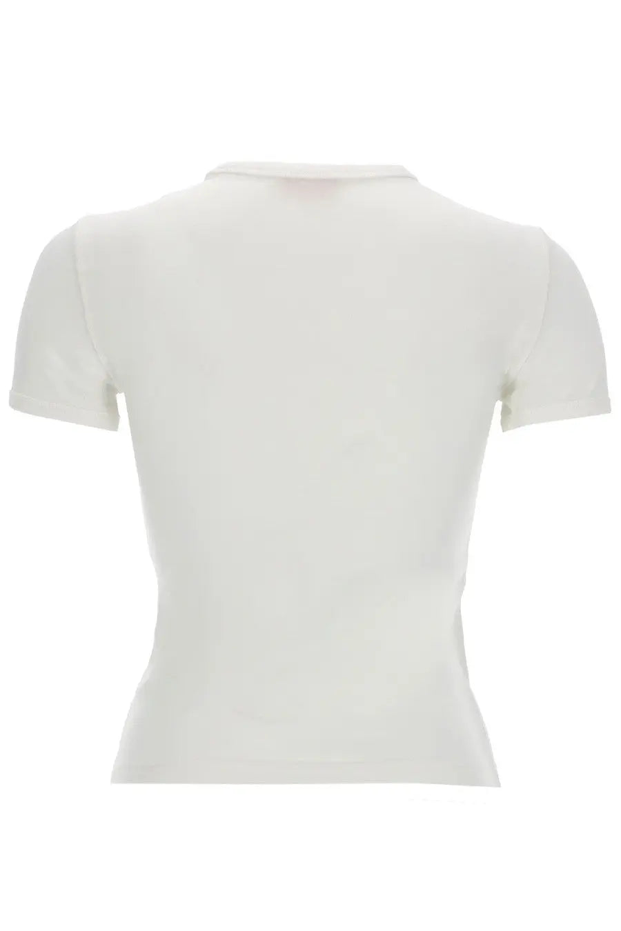 Diesel women’s shirt Uncutieslong white off-white fitted short-sleeved top with subtle ribbed texture