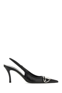 Black leather slingback pump with silver metal buckle at toe diesel women’s shoe venus black