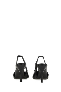 Diesel women’s shoe Venus black black patent leather slingback heels with sleek minimalist design and slender high heel
