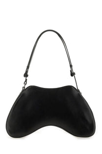 Diesel women’s black leather shoulder bag with sleek curved design and thin adjustable strap for everyday use