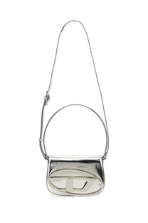 Diesel women’s shoulder bag silver metallic crossbody with sleek minimalist design and prominent logo emblem on front