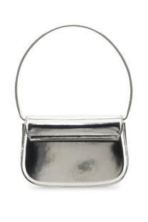 Diesel women’s shoulder bag in metallic silver with a sleek minimalist design and rounded top handle