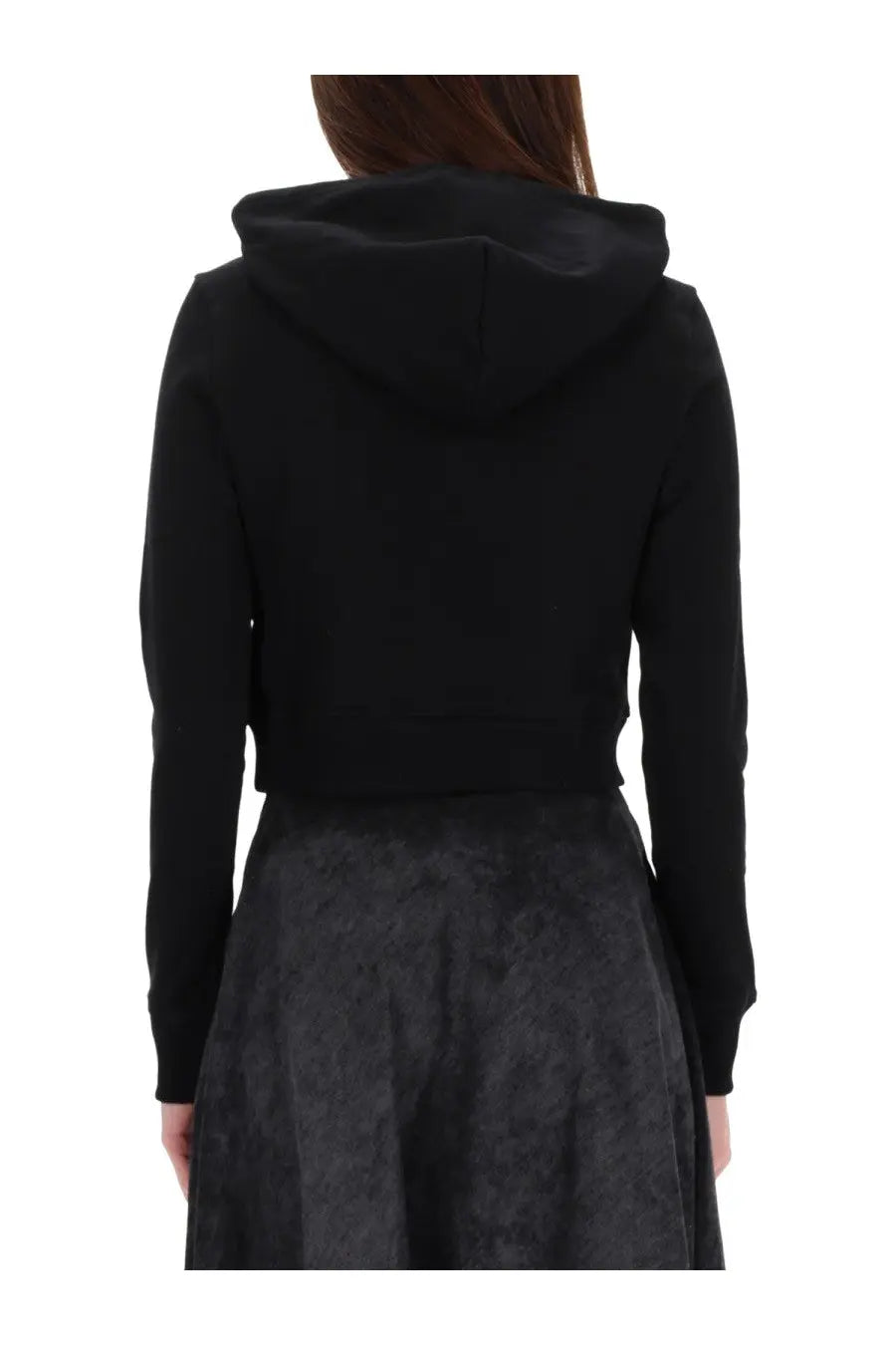 Diesel women’s slimmy sweatshirt black cropped hoodie with soft smooth fabric and snug fit around the shoulders