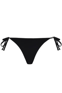 Diesel women’s black triangle bikini bottom with tied side ties and small metallic logo on the right hip