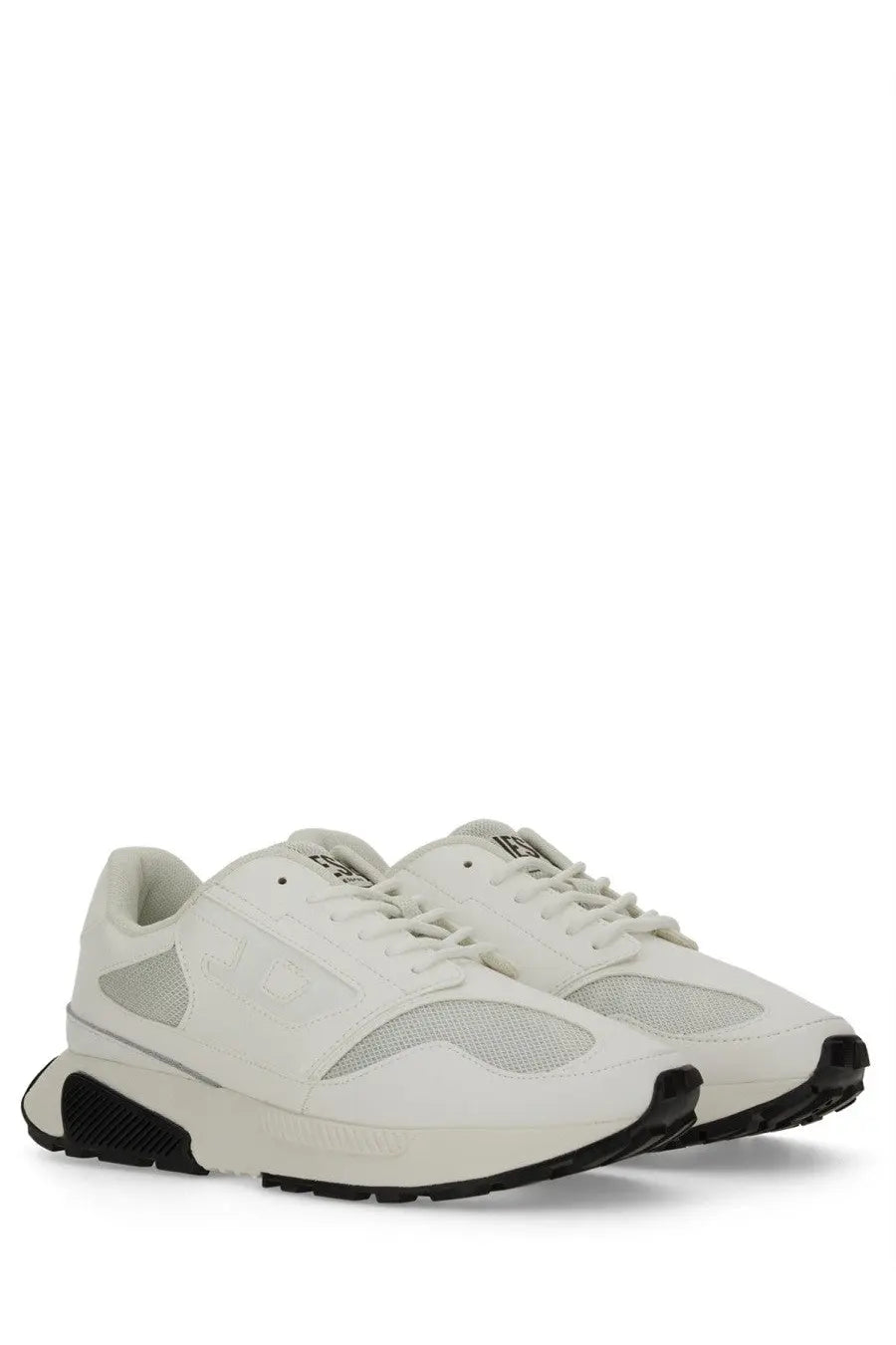 Diesel women’s sneaker runner tame white with white mesh panels black accents and chunky sole design