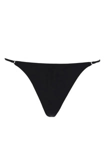 Black thong bikini bottom with thin straps and silver-toned metal clasps by Diesel womens string dnm thong black