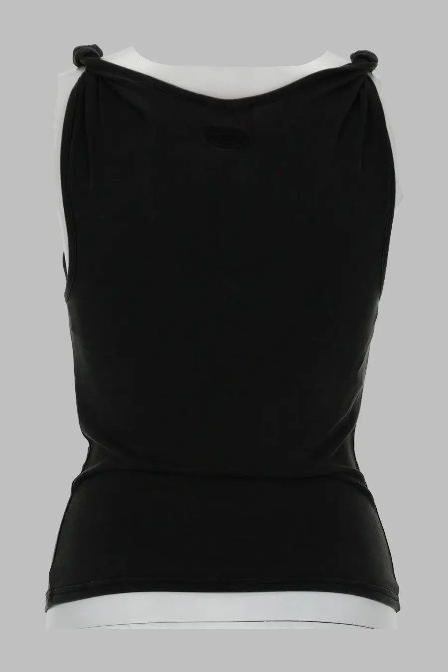 Diesel women’s black sleeveless tank top with draped gathered neckline and ribbed hem for stylish casual wear