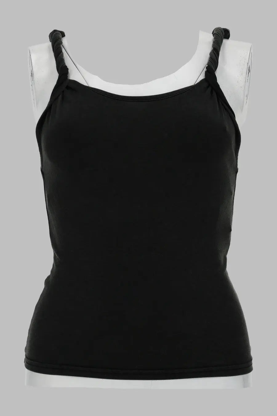 Diesel women’s black tank top with twisted spaghetti straps made from soft fabric for casual wear