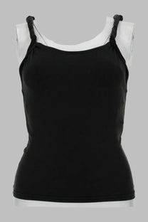Diesel women’s black tank top with twisted spaghetti straps made from soft fabric for casual wear