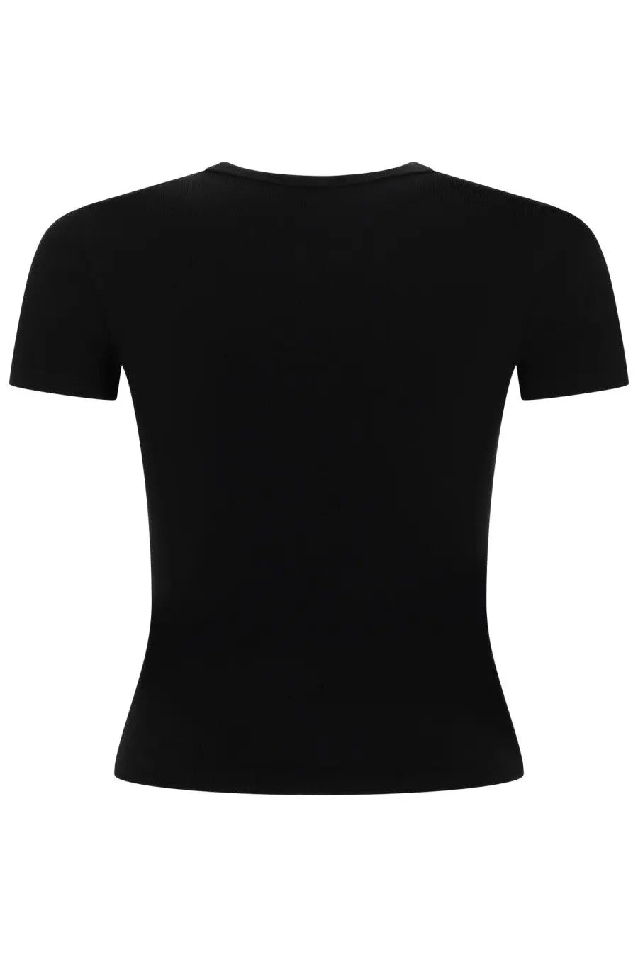 Diesel women’s black crop top with short sleeves fitted silhouette and round neckline perfect for casual wear