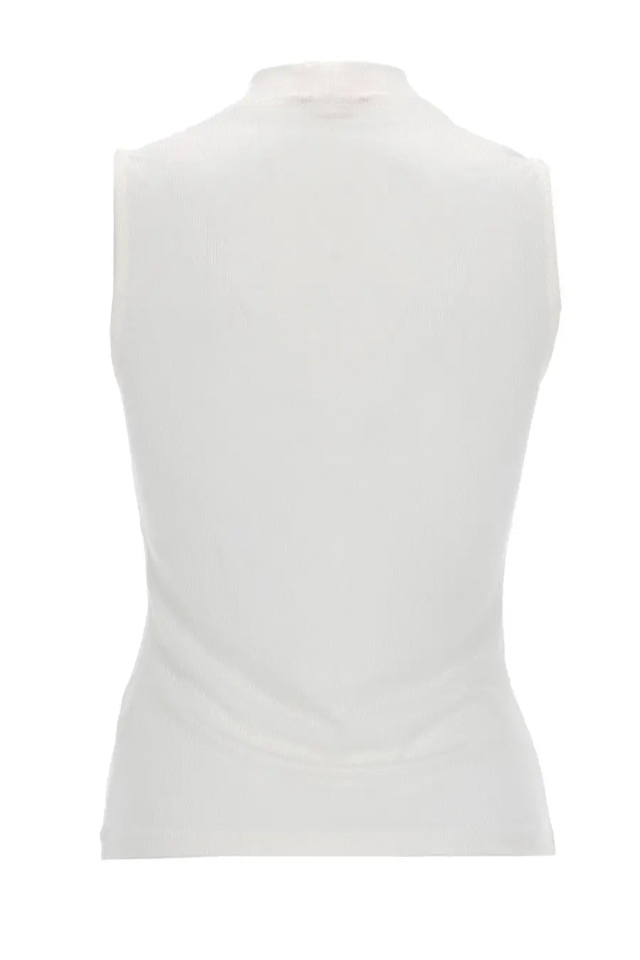 Diesel women’s white sleeveless top Mokky SL microdiv with high neckline and smooth form-fitting fabric