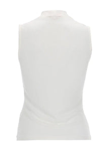 Diesel women’s white sleeveless top Mokky SL microdiv with high neckline and smooth form-fitting fabric