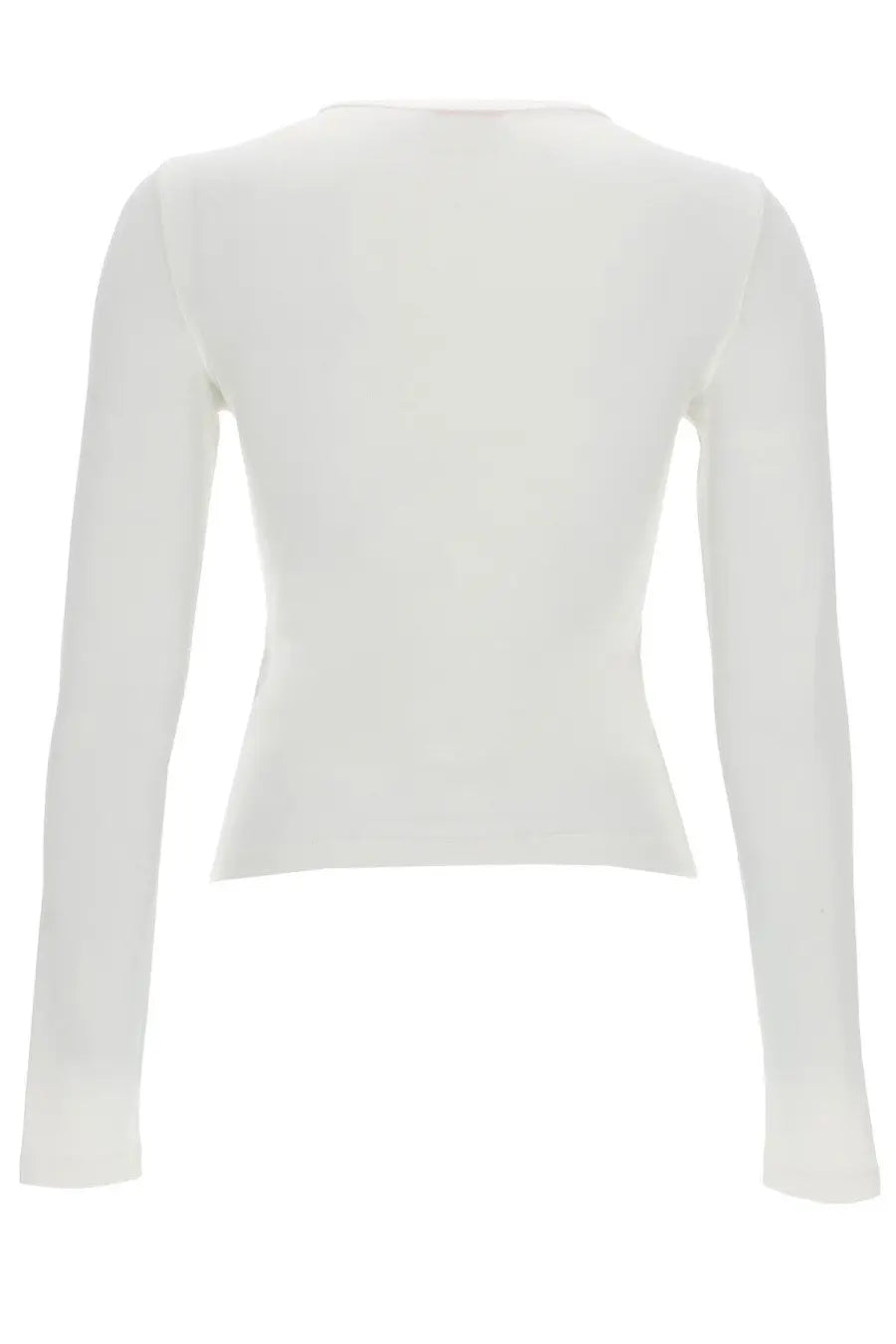 Diesel women’s off-white long-sleeved crop top with fitted silhouette made of smooth stretchy fabric