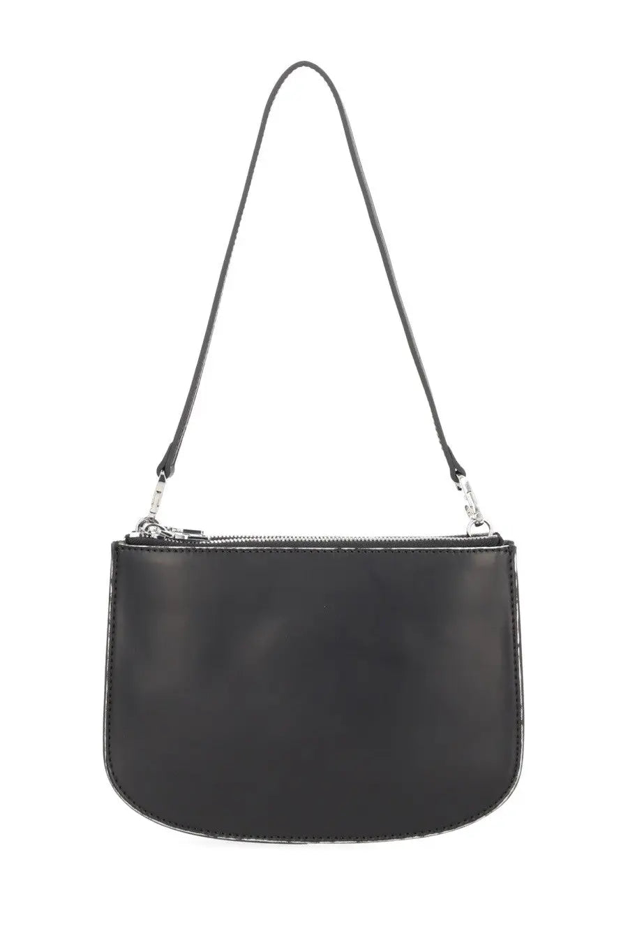Diesel women’s twin bag black leather shoulder bag with sleek minimalist design and silver-toned zipper hardware