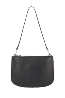 Diesel women’s twin bag black leather shoulder bag with sleek minimalist design and silver-toned zipper hardware