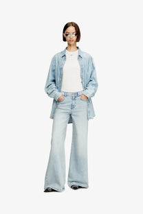 Diesel women’s uncutieslong OD white cotton blend shirt with relaxed fit and classic button closure