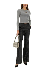 A sleek light gray leather Diesel women’s Valary Jersey handbag with minimalist logo and structured design