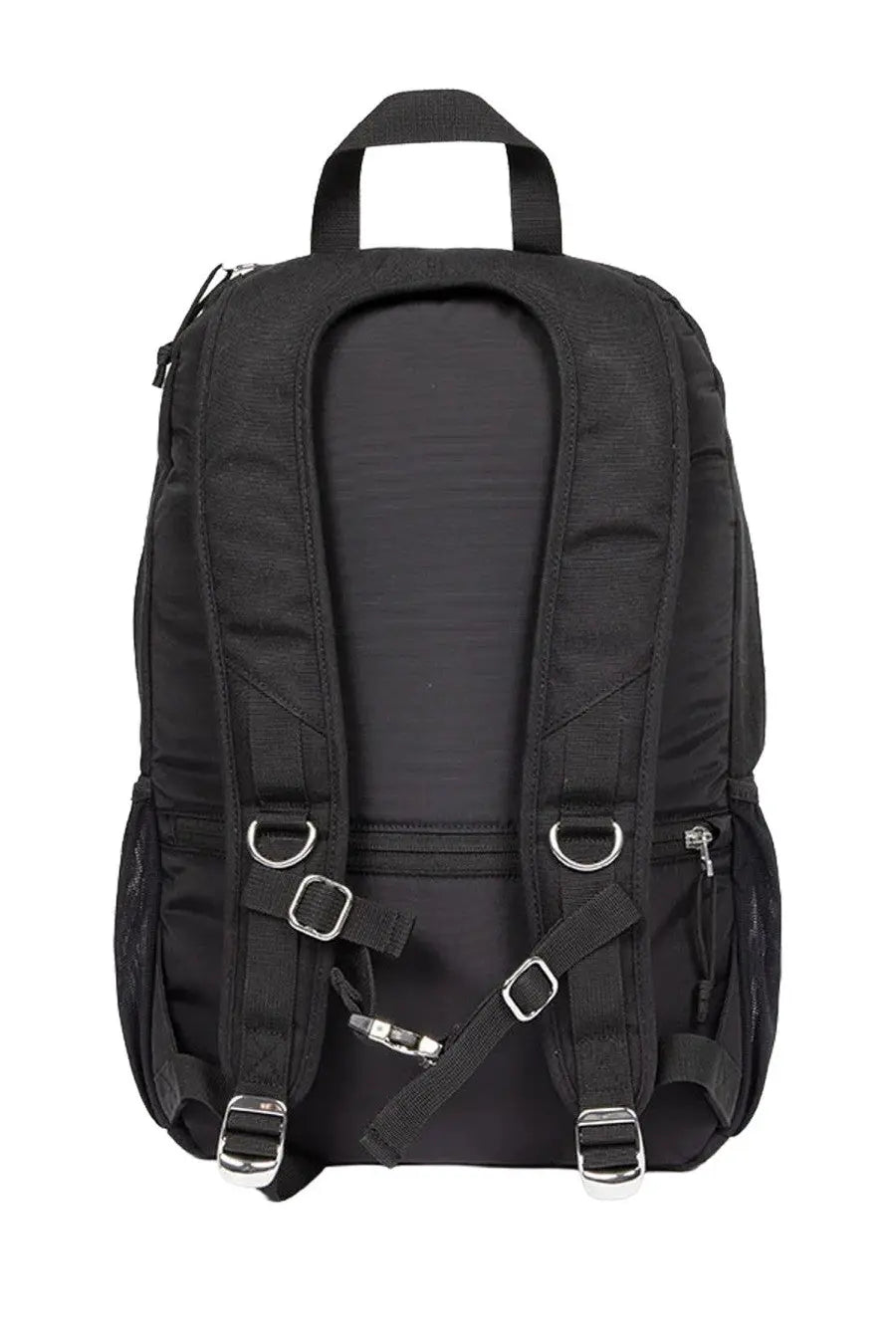 Dime x Eastpak men’s black nylon backpack with silver metal buckles and d-rings for everyday use