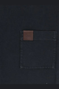 Black denim pocket with brown leather dior patch on dior men’s grey cotton jersey shirt back side