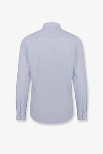 Dior men’s cotton shirt in classic blue and white vertical pinstripe with long sleeves and crisp design