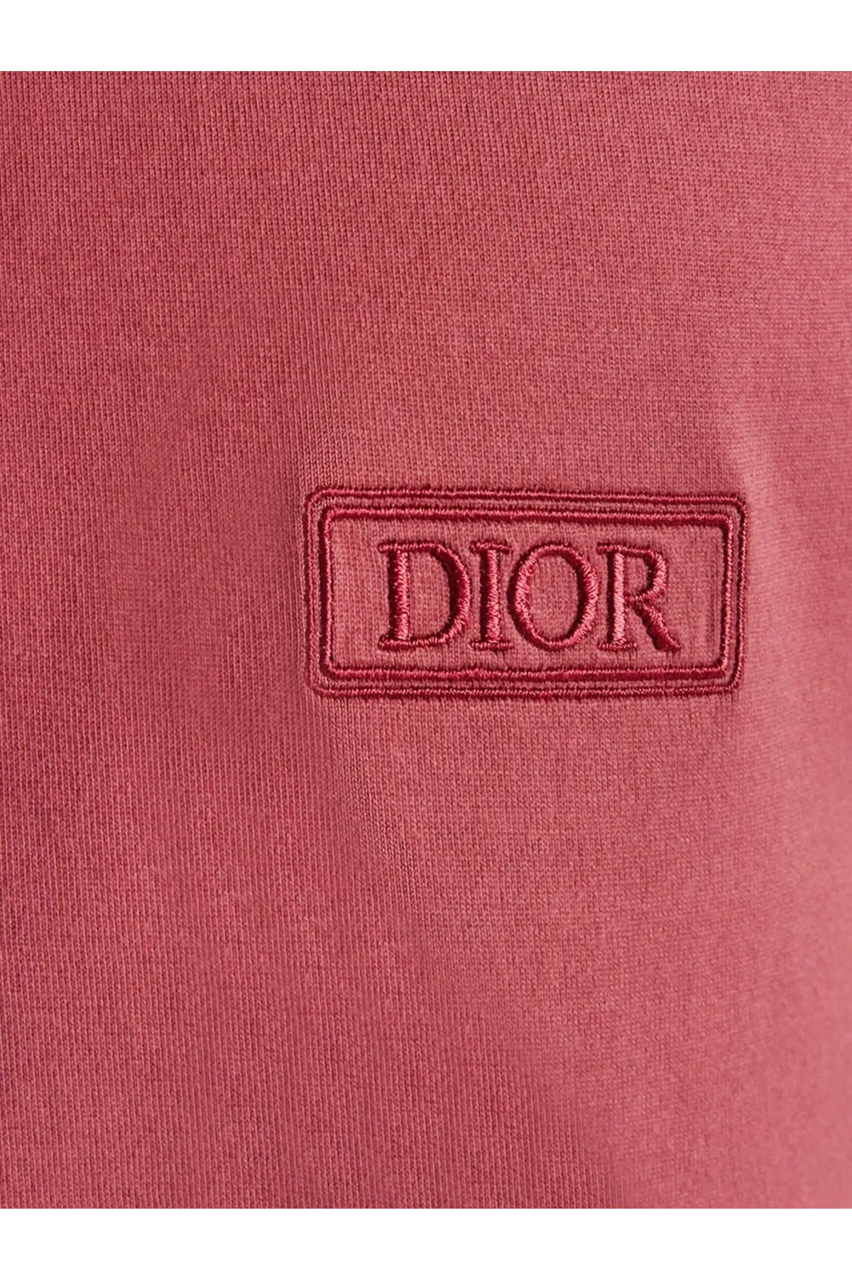Pink dior embroidered logo patch on soft cotton fabric of dior men’s cotton shirt pink