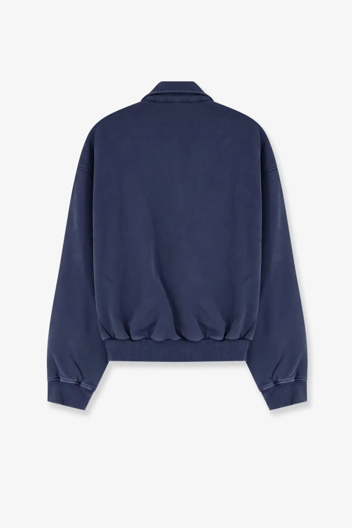 Navy blue cotton bomber jacket with ribbed cuffs and hem in Dior men’s sweatshirt style
